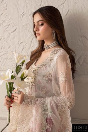 Luxury Formal Off-White Rose Embroidered Chiffon Suit Mbcs-W2501Wr 13 Mcs 25101 Off Whitec Imanistudio.com