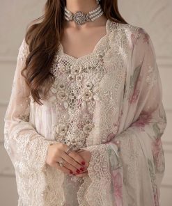 Luxury Formal Off-White Rose Embroidered Chiffon Suit Mbcs-W2501Wr 14 Mcs 25101 Off Whited Imanistudio.com