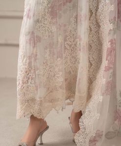 Luxury Formal Off-White Rose Embroidered Chiffon Suit Mbcs-W2501Wr 15 Mcs 25101 Off Whitee Imanistudio.com