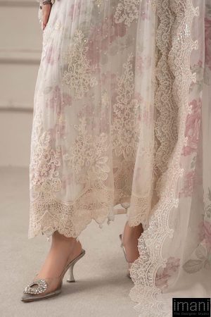 Luxury Formal Off-White Rose Embroidered Chiffon Suit Mbcs-W2501Wr 15 Mcs 25101 Off Whitee Imanistudio.com