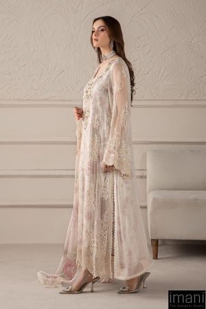 Luxury Formal Off-White Rose Embroidered Chiffon Suit Mbcs-W2501Wr 11 Mcs 25101 Off Whitej Imanistudio.com