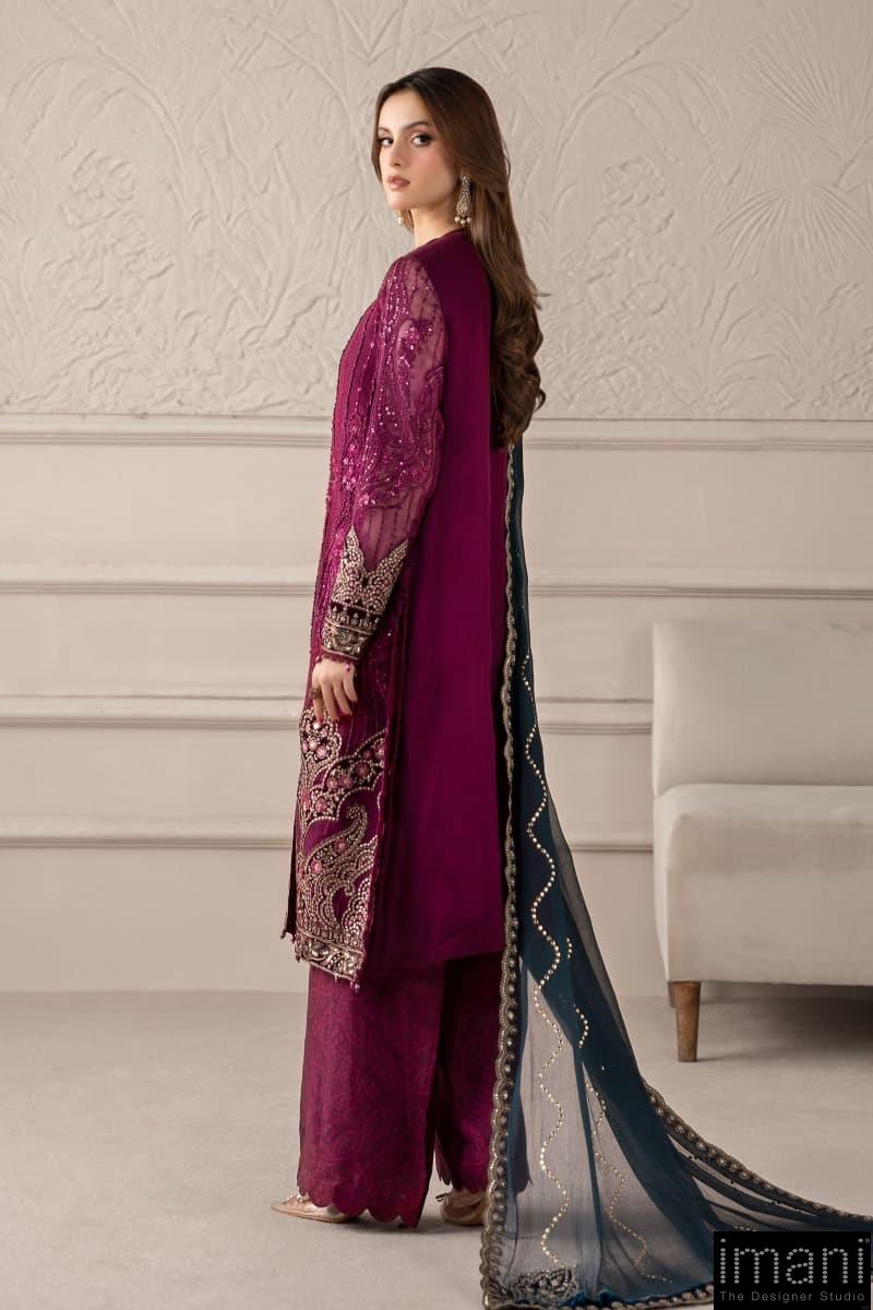Luxury Formal Magenta Embroidered Chiffon Suit Mbcs-W2502Mj 7 Luxury Formal Magenta Embroidered Chiffon Suit Mbcs-W2502Mj - Image 7