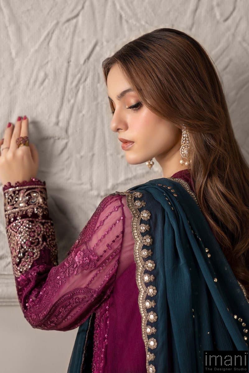 Luxury Formal Magenta Embroidered Chiffon Suit Mbcs-W2502Mj 5 Luxury Formal Magenta Embroidered Chiffon Suit Mbcs-W2502Mj - Image 5