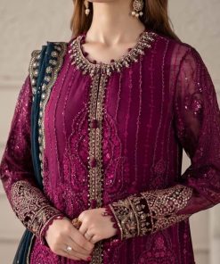 Luxury Formal Magenta Embroidered Chiffon Suit Mbcs-W2502Mj 11 Mcs 25102 Magentad Imanistudio.com