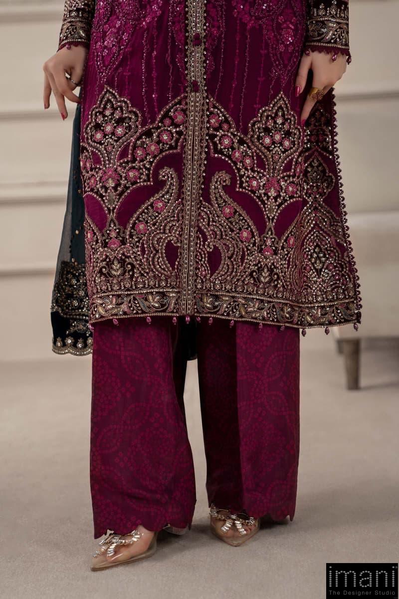 Luxury Formal Magenta Embroidered Chiffon Suit Mbcs-W2502Mj 6 Luxury Formal Magenta Embroidered Chiffon Suit Mbcs-W2502Mj - Image 6