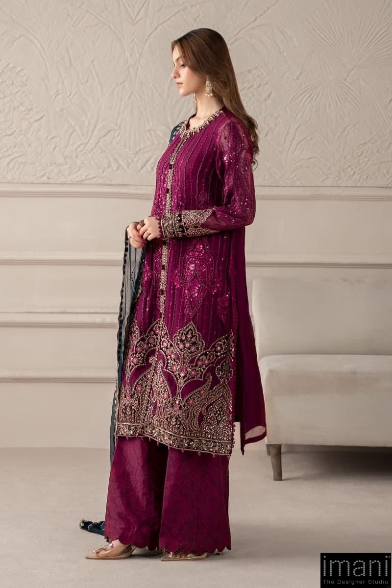 Luxury Formal Magenta Embroidered Chiffon Suit Mbcs-W2502Mj 2 Luxury Formal Magenta Embroidered Chiffon Suit Mbcs-W2502Mj - Image 2