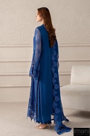 Luxury Formal Cobalt Blue Embroidered Chiffon Suit Mbcs-W2503Cb 16 Mcs 25103 Bluea Imanistudio.com