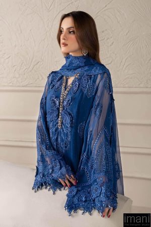 Luxury Formal Cobalt Blue Embroidered Chiffon Suit Mbcs-W2503Cb 11 Mcs 25103 Blueb Imanistudio.com