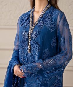 Luxury Formal Cobalt Blue Embroidered Chiffon Suit Mbcs-W2503Cb 12 Mcs 25103 Bluec Imanistudio.com