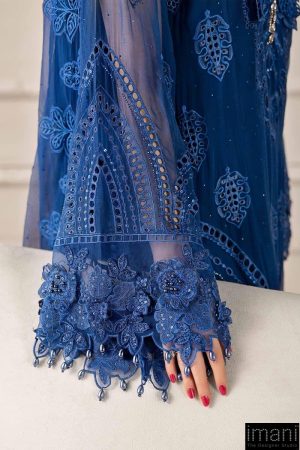 Luxury Formal Cobalt Blue Embroidered Chiffon Suit Mbcs-W2503Cb 13 Mcs 25103 Blued Imanistudio.com