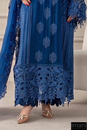 Luxury Formal Cobalt Blue Embroidered Chiffon Suit Mbcs-W2503Cb 14 Mcs 25103 Bluee Imanistudio.com
