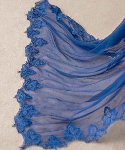 Luxury Formal Cobalt Blue Embroidered Chiffon Suit Mbcs-W2503Cb 15 Mcs 25103 Bluef Imanistudio.com