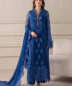 Luxury Formal Cobalt Blue Embroidered Chiffon Suit MBCS-W2503CB