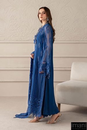Luxury Formal Cobalt Blue Embroidered Chiffon Suit Mbcs-W2503Cb 10 Mcs 25103 Blueh Imanistudio.com