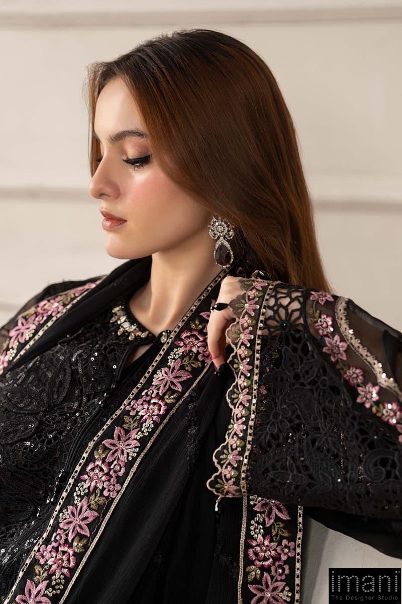 Luxury Formal Black Embroidered Chiffon Suit Mbcs-W2504Jb 4 Luxury Formal Black Embroidered Chiffon Suit Mbcs-W2504Jb - Image 4