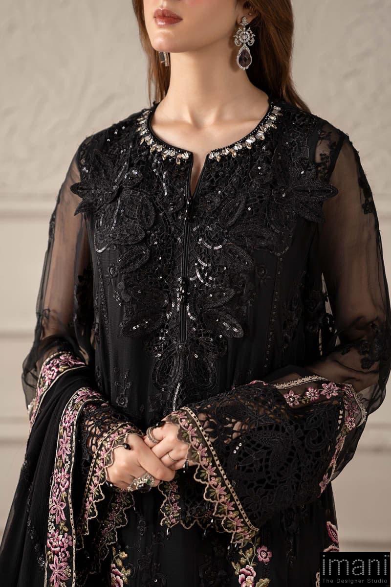 Luxury Formal Black Embroidered Chiffon Suit Mbcs-W2504Jb 5 Luxury Formal Black Embroidered Chiffon Suit Mbcs-W2504Jb - Image 5