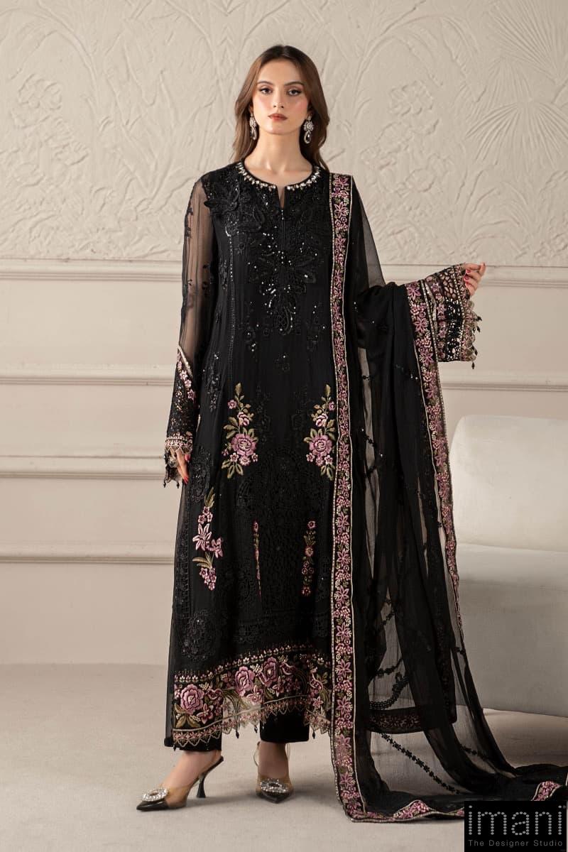 Luxury Formal Black Embroidered Chiffon Suit Mbcs-W2504Jb 1 Luxury Formal Black Embroidered Chiffon Suit Mbcs-W2504Jb