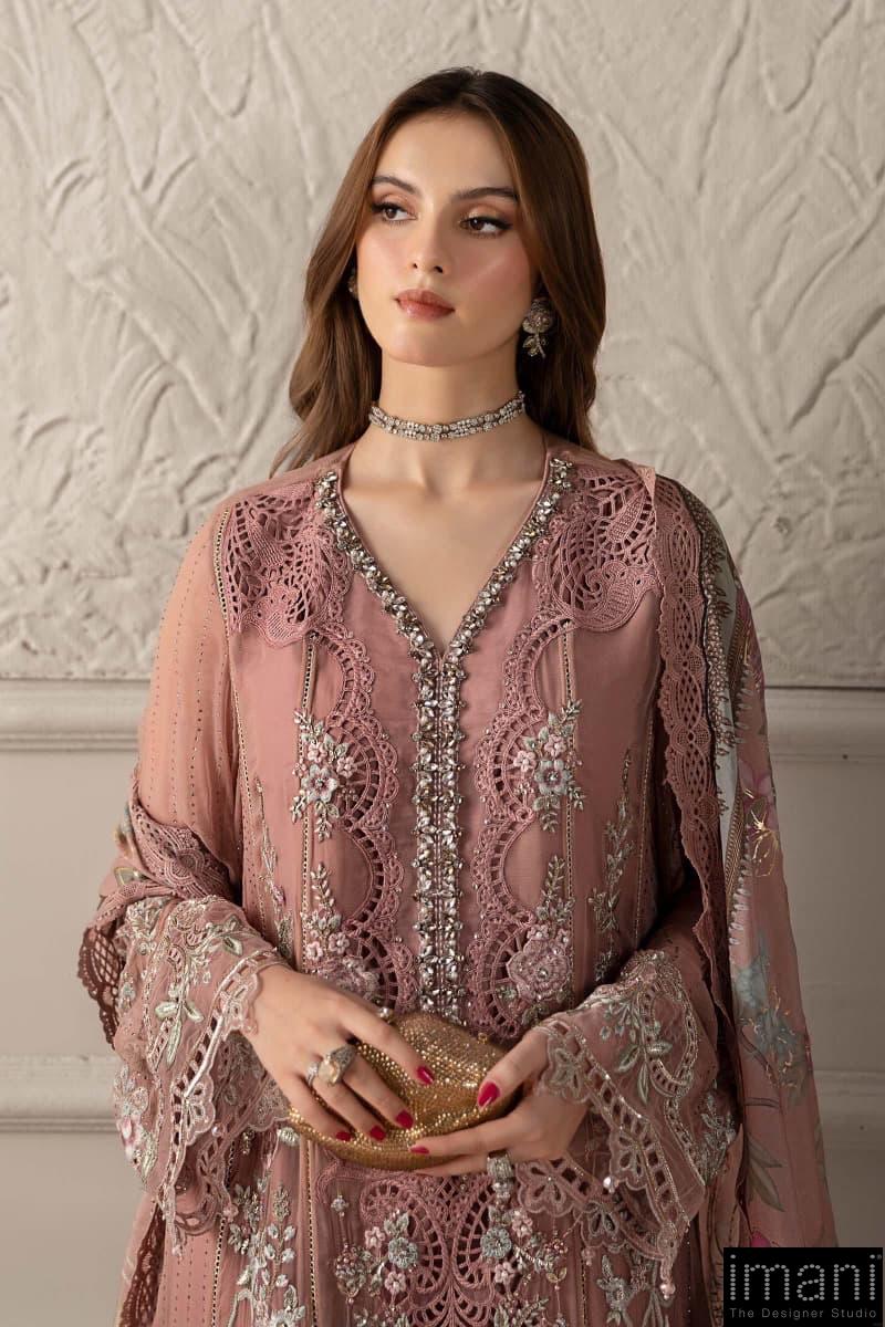 Luxury Formal Tea Pink Embroidered Chiffon Suit Mbcs-W2505Tp 4 Luxury Formal Tea Pink Embroidered Chiffon Suit Mbcs-W2505Tp - Image 4
