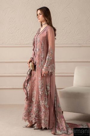 Luxury Formal Tea Pink Embroidered Chiffon Suit Mbcs-W2505Tp 12 Mcs 25105 Pinkj Imanistudio.com
