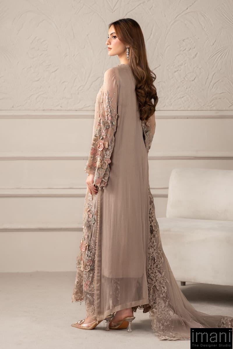 Luxury Formal Beige Embroidered Chiffon Suit Mbcs-W2507Bg 9 Luxury Formal Beige Embroidered Chiffon Suit Mbcs-W2507Bg - Image 9