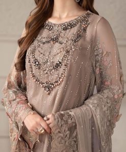 Luxury Formal Beige Embroidered Chiffon Suit Mbcs-W2507Bg 14 Mcs 25107 Beigec Imanistudio.com
