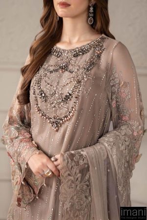 Luxury Formal Beige Embroidered Chiffon Suit Mbcs-W2507Bg 14 Mcs 25107 Beigec Imanistudio.com