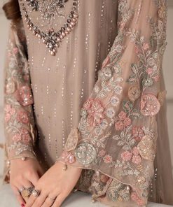 Luxury Formal Beige Embroidered Chiffon Suit Mbcs-W2507Bg 15 Mcs 25107 Beiged Imanistudio.com