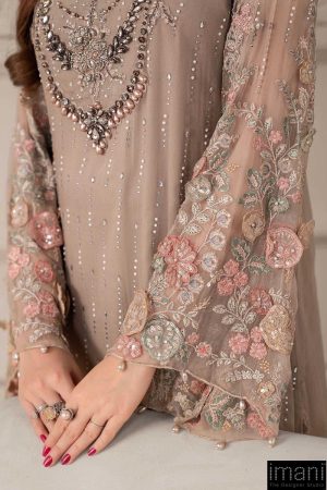 Luxury Formal Beige Embroidered Chiffon Suit Mbcs-W2507Bg 15 Mcs 25107 Beiged Imanistudio.com