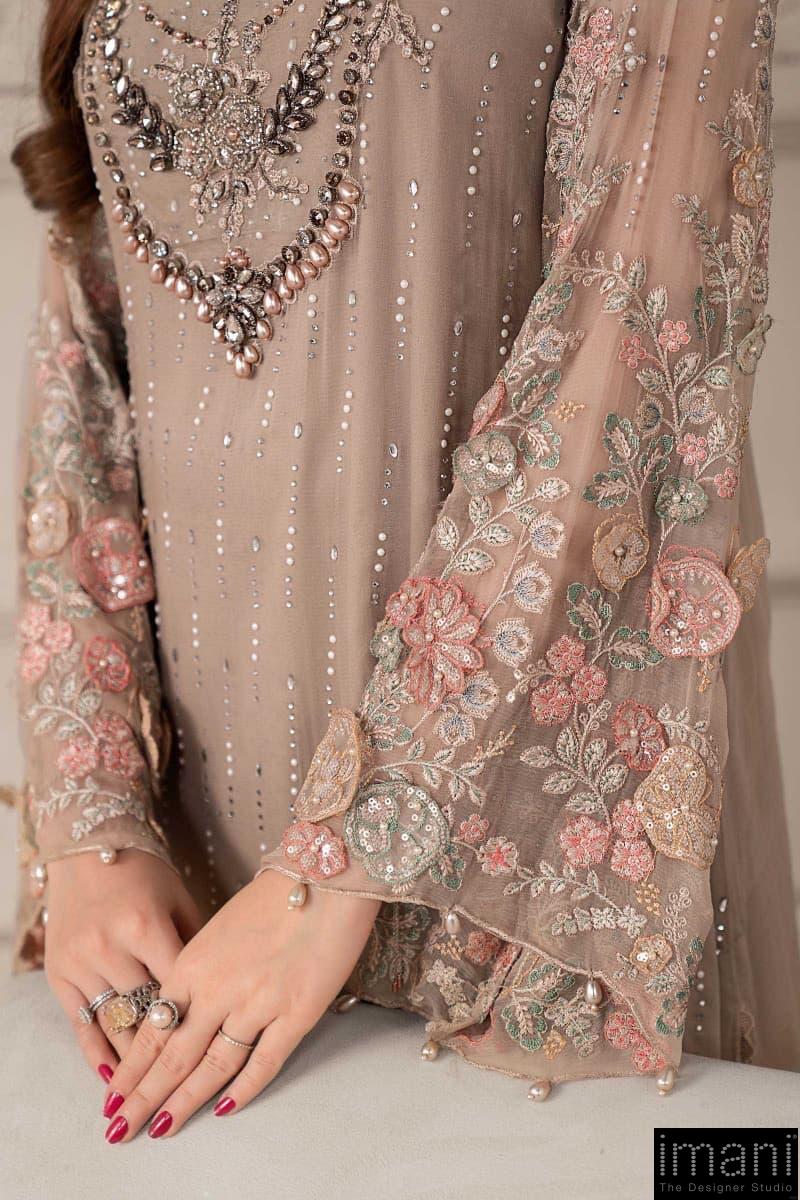 Luxury Formal Beige Embroidered Chiffon Suit Mbcs-W2507Bg 6 Luxury Formal Beige Embroidered Chiffon Suit Mbcs-W2507Bg - Image 6