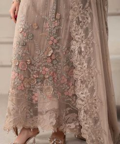 Luxury Formal Beige Embroidered Chiffon Suit Mbcs-W2507Bg 16 Mcs 25107 Beigee Imanistudio.com