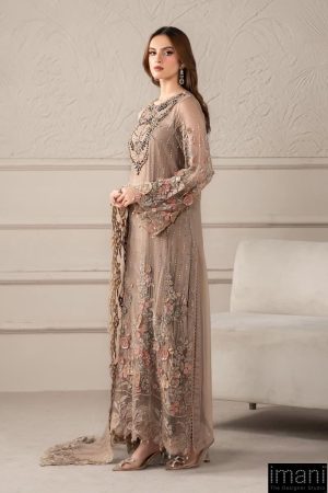 Luxury Formal Beige Embroidered Chiffon Suit Mbcs-W2507Bg 12 Mcs 25107 Beigej Imanistudio.com