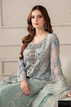 Luxury Formal Aqua Embroidered Chiffon Suit Mbcs-W2508Aq 12 Mcs 25108 Aquad Imanistudio.com