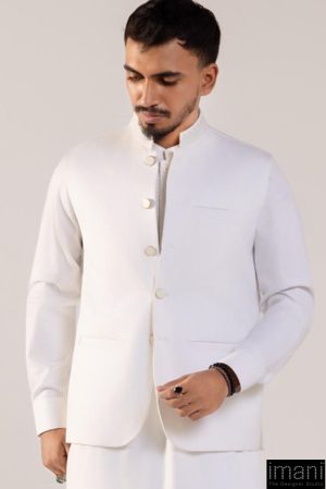 3Pcs Meraki Poly/Cotton Pearl White Kameez/Pants &Amp; Waistcoat Suit: Imist-2516Pw 10 Meraki 2516Awhtec Imanistudio.com