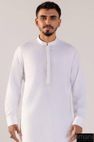 3Pcs Meraki Poly/Cotton Pearl White Kameez/Pants &Amp; Waistcoat Suit: Imist-2516Pw 12 Meraki 2516Bwhte Imanistudio.com
