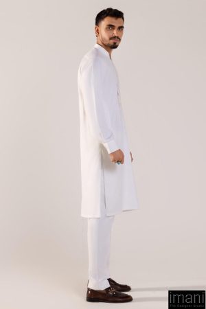 3Pcs Meraki Poly/Cotton Pearl White Kameez/Pants &Amp; Waistcoat Suit: Imist-2516Pw 13 Meraki 2516Whtea Imanistudio.com