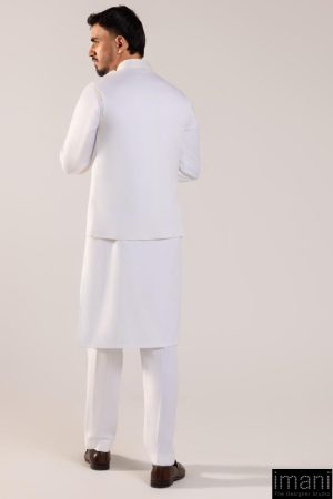 3Pcs Meraki Poly/Cotton Pearl White Kameez/Pants &Amp; Waistcoat Suit: Imist-2516Pw 15 Meraki 2516Whted Imanistudio.com