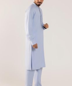 3Pcs Meraki Poly/Cotton Ice Blue Kameez/Pants &Amp; Waistcoat Suit: Imist-2514Ib 11 Meraki2514Bluea Imanistudio.com