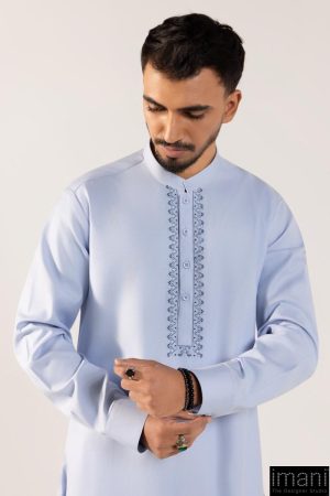 3Pcs Meraki Poly/Cotton Ice Blue Kameez/Pants &Amp; Waistcoat Suit: Imist-2514Ib 10 Meraki2514Blueb Imanistudio.com