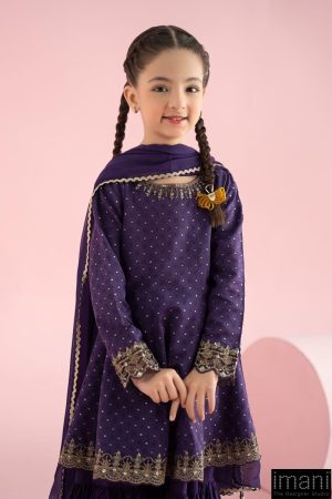 Mariab Kids Deep Purple Embroidered Filament Viscose Suit Mbkd-W2512Dp 12 Mkd W2512Purpalb Imanistudio.com