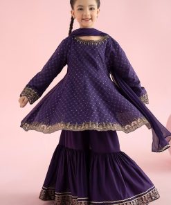 Mariab Kids Deep Purple Embroidered Filament Viscose Suit Mbkd-W2512Dp 11 Mkd W2512Purpalg Imanistudio.com