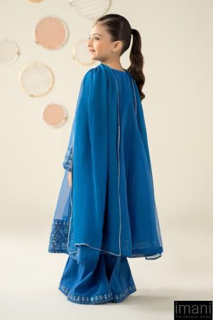 Mariab Kids Blue Embroidered Organza Suit Mbks-W2524Bl 16 Mks W2524Bluea Imanistudio.com