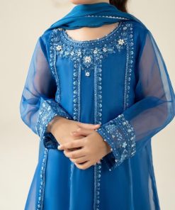 Mariab Kids Blue Embroidered Organza Suit Mbks-W2524Bl 13 Mks W2524Bluee Imanistudio.com