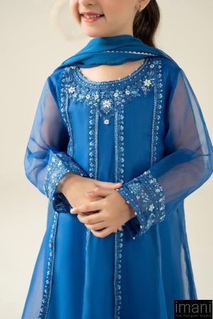 Mariab Kids Blue Embroidered Organza Suit Mbks-W2524Bl 13 Mks W2524Bluee Imanistudio.com
