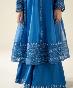 Mariab Kids Blue Embroidered Organza Suit Mbks-W2524Bl 15 Mks W2524Bluef Imanistudio.com