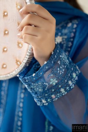 Mariab Kids Blue Embroidered Organza Suit Mbks-W2524Bl 14 Mks W2524Blueg Imanistudio.com