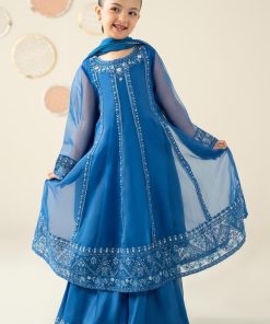 Mariab Kids Blue Embroidered Organza Suit Mbks-W2524Bl 10 Mks W2524Blueh Imanistudio.com