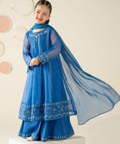 MariaB Kids Blue Embroidered Organza Suit MBKS-W2524BL