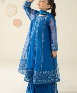 Mariab Kids Blue Embroidered Organza Suit Mbks-W2524Bl 11 Mks W2524Bluek Imanistudio.com
