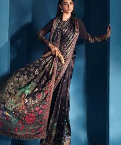 Luxury Formal Black Printed &Amp; Embroidered Satin Silk Saree Mbps-W2501Bs 10 Mps W2501Sareeb Imanistudio.com