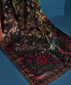 Luxury Formal Black Printed &Amp; Embroidered Satin Silk Saree Mbps-W2501Bs 12 Mps W2501Sareeh Imanistudio.com